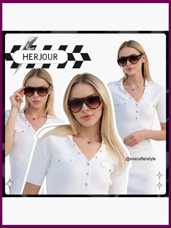 Oversized Retro Aviator Sunglasses 70s Vintage Style main image 4